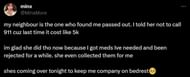 Becca reveals how her neighbor saved her (Image via X/MinxMore)